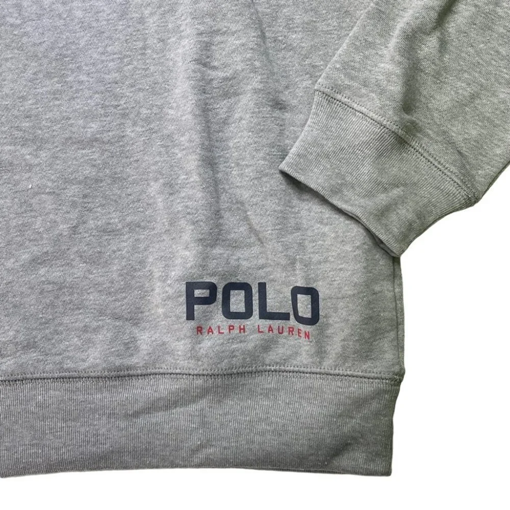 Polo Ralph Lauren Raglan Grey Crewneck Regular Fit Mens Sleepwear Sweatshirt - Picture 8 of 14